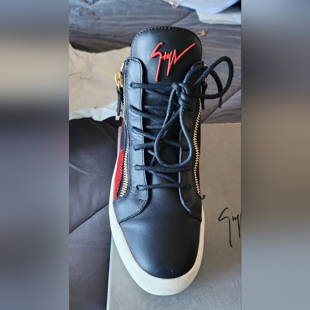 Giuseppe Zanotti Black Sneakers with Red Accents